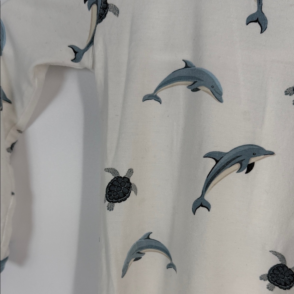 Kyte Baby Dolphin Print Long Sleeve Shirt - White and Blue - 2T - Picture 3 of 4